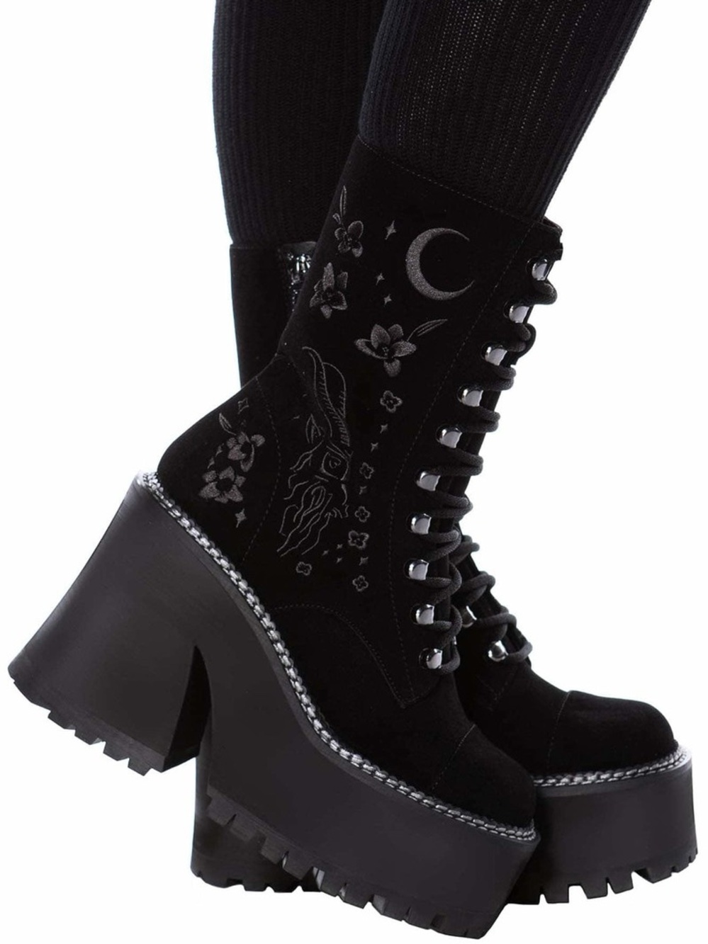 KILLSTAR - Luci-Fairy Platform Lace Up Velvet Goth Boots Size 9 EU 40 UK 7 - Picture 2 of 12